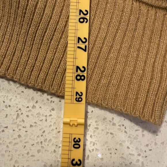 Nine West Brown Oversized Chunky Knit Sweater Women Medium Gold Shimmer Fall - Picture 8 of 8